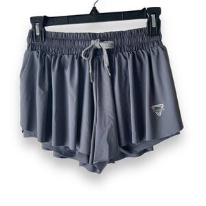 Luogongzi 2 in 1 Flowy Running Shorts Yoga Athletic Women's Size Small Gray